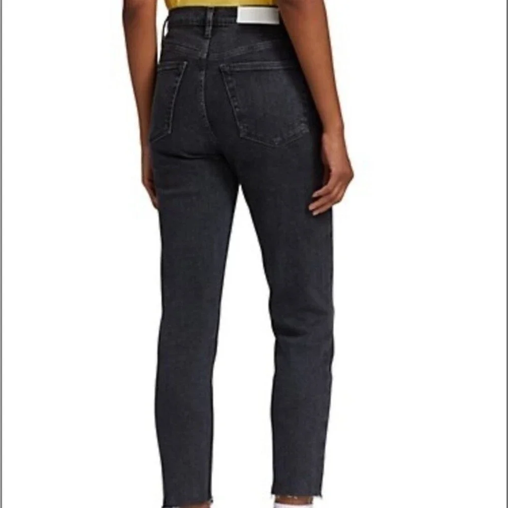 RE/DONE 90’s Ultra High Rise Ankle Crop Raw Hem Jeans in Stoned Noir Size 25 NWT - Picture 4 of 11